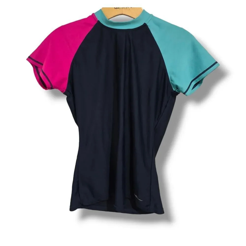 Eddie Bauer Girls Multicolor Short Sleeve Rash Guard Surf Swim Shirt